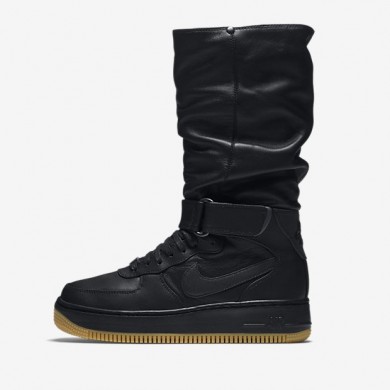 Nike zapatillas para mujer air force 1 upstep warrior negro/marrón claro goma/hematita metálico/negro