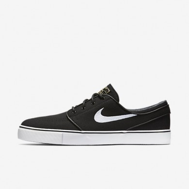 Nike zapatillas para hombre sb zoom stefan janoski canvas negro/marrón claro goma/estrella de oro metálico/blanco