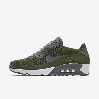 Nike zapatillas para hombre air max 90 ultra 2.0 flyknit verde puro/blanco/negro/gris oscuro